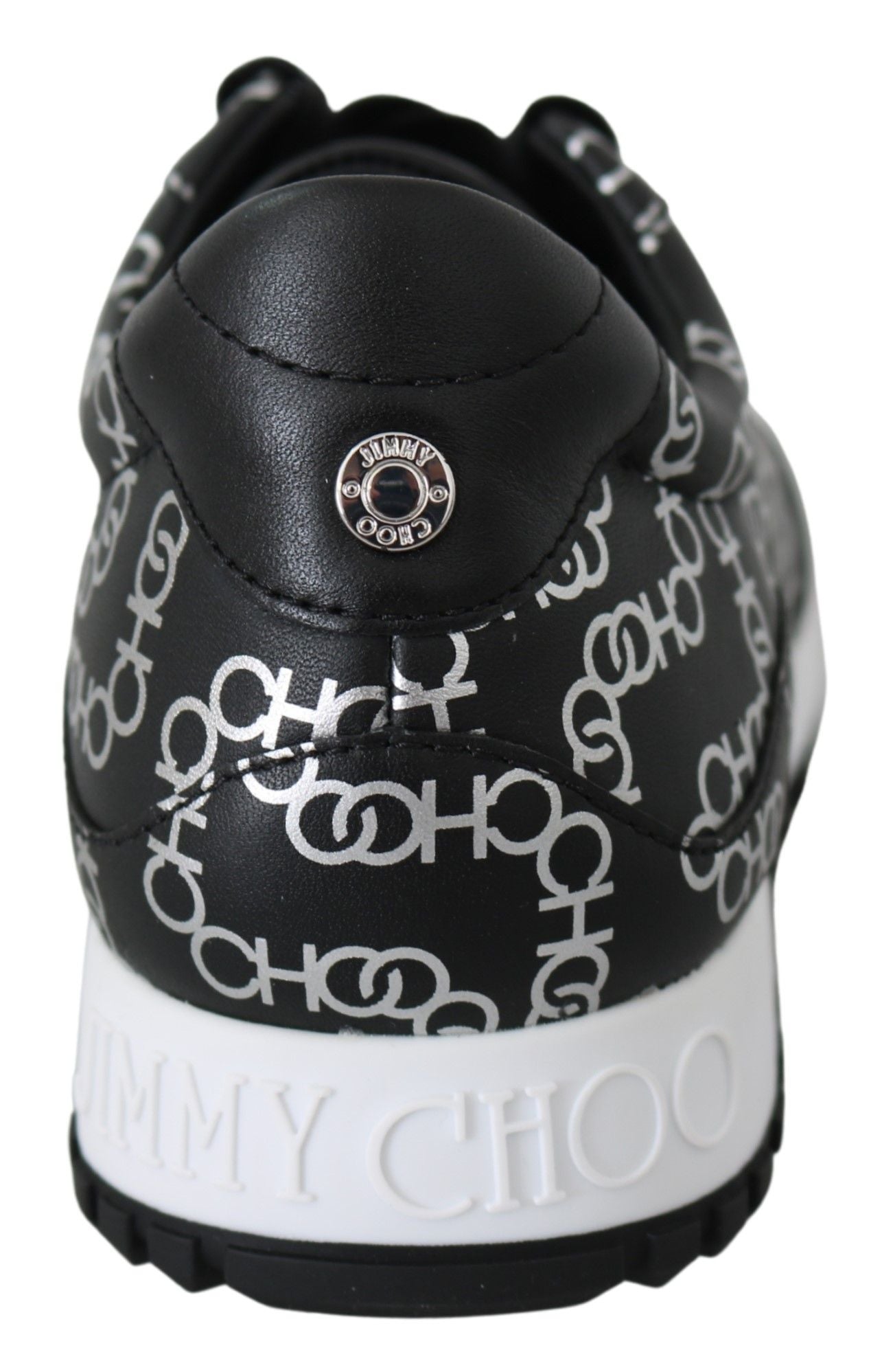 Jimmy Choo Elegante schwarze und silberne Ledersneaker
