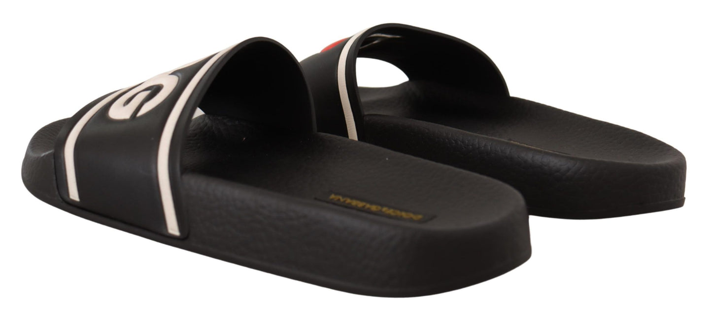 Sandales à enfiler Dolce & Gabbana en cuir noir I Love D&G