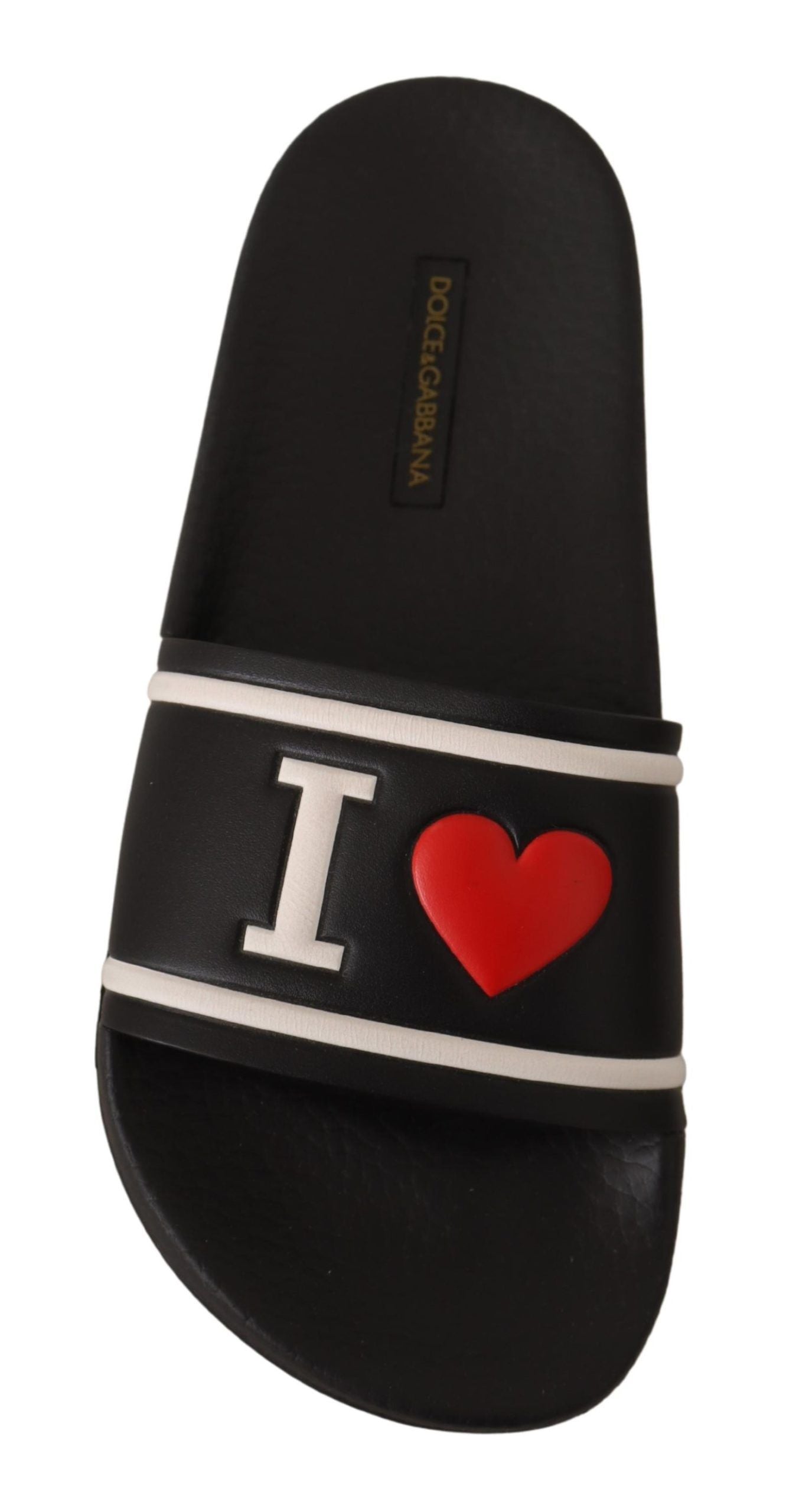 Sandales à enfiler Dolce & Gabbana en cuir noir I Love D&G