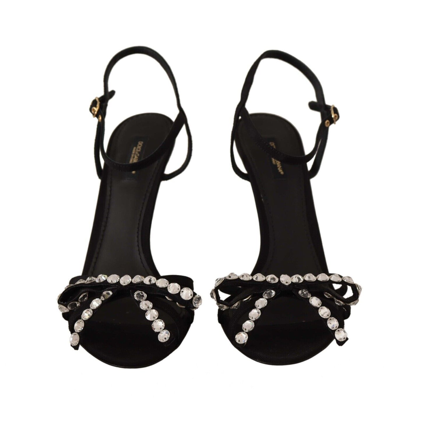Sandales à talons et bride cheville Dolce & Gabbana à cristaux noirs