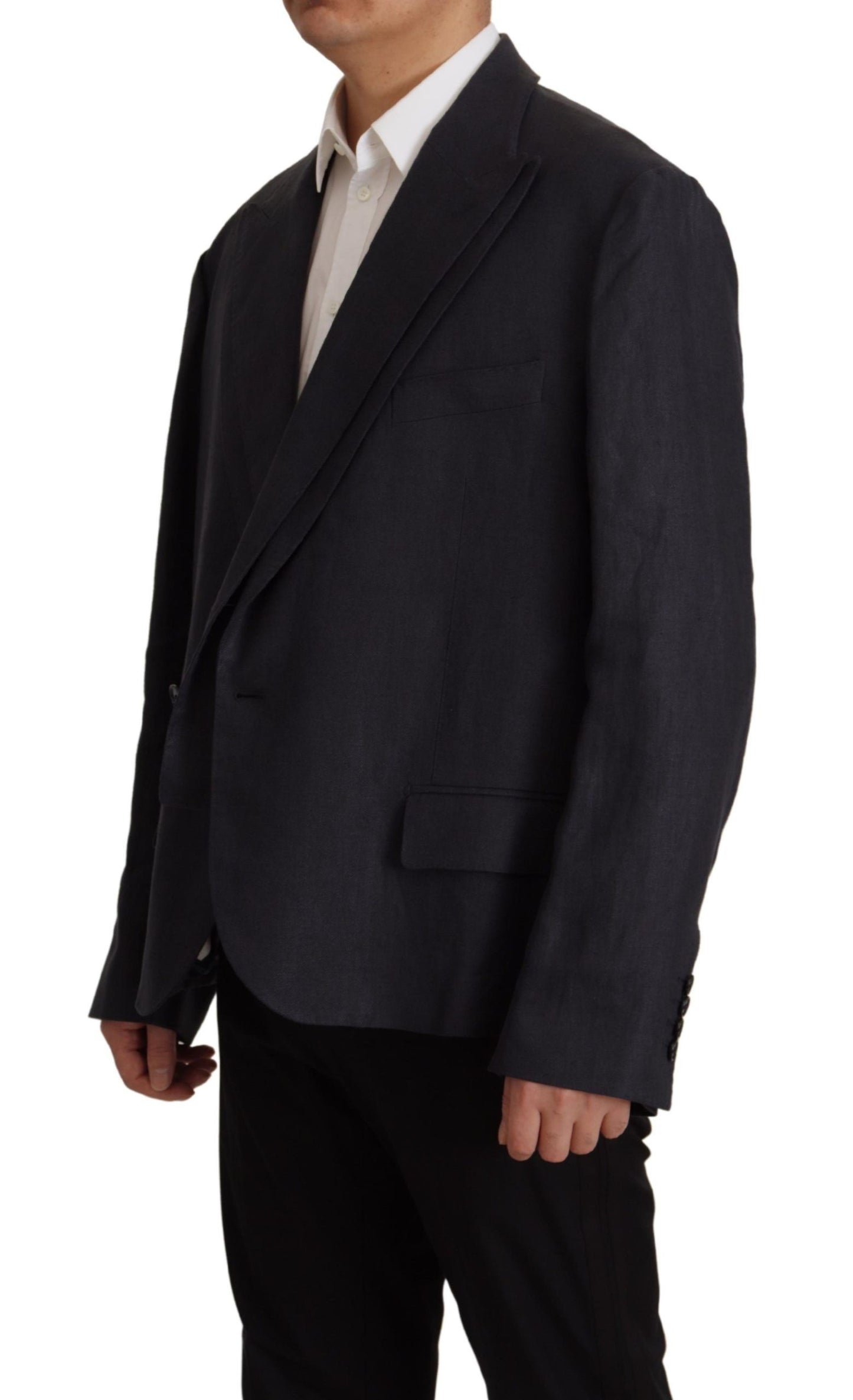 Veste blazer habillée en lin bleu Dolce & Gabbana pour homme