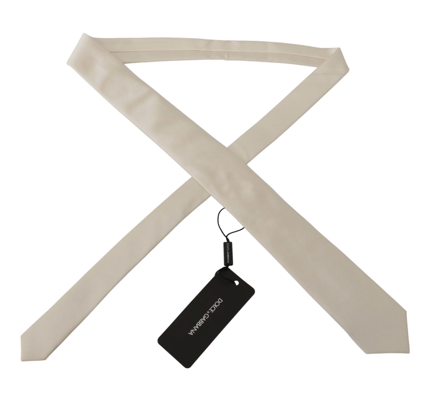 Cravate fine ajustable Dolce & Gabbana Off-White 100 % soie