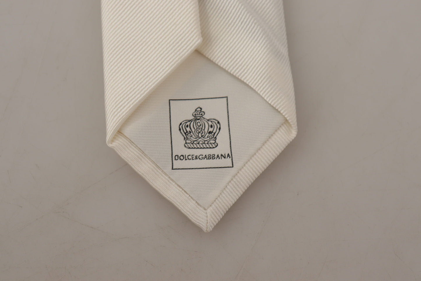 Cravate fine ajustable Dolce & Gabbana Off-White 100 % soie