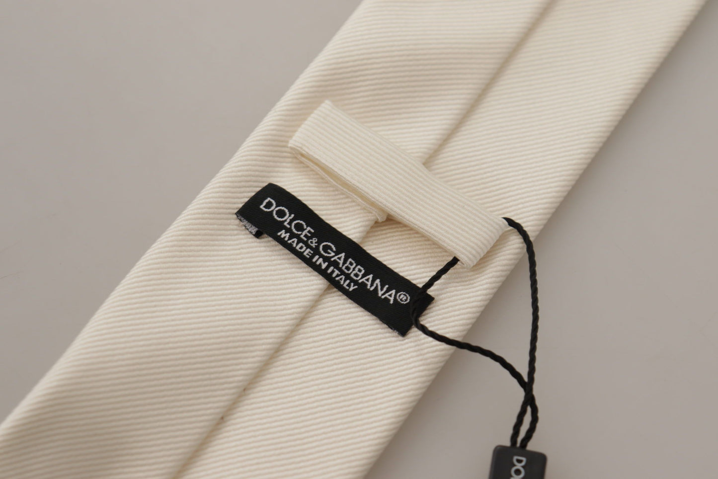 Cravate fine ajustable Dolce & Gabbana Off-White 100 % soie