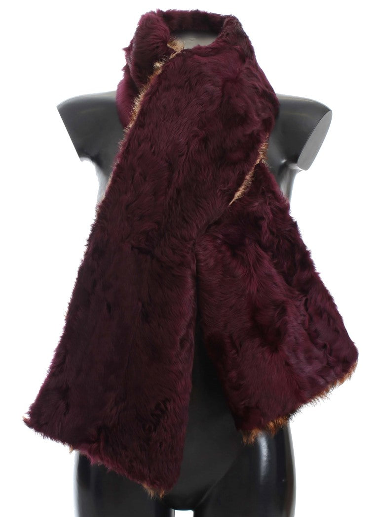 Écharpe en fourrure d'agneau violette à imprimé léopard Dolce & Gabbana