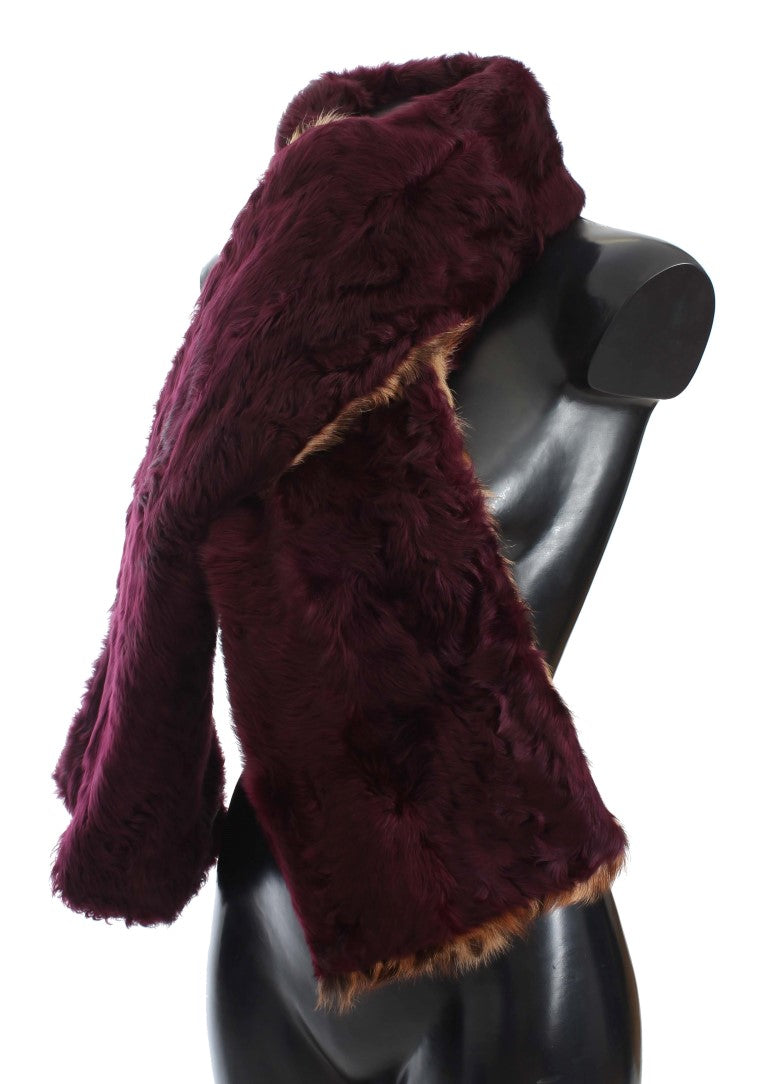 Écharpe en fourrure d'agneau violette à imprimé léopard Dolce & Gabbana