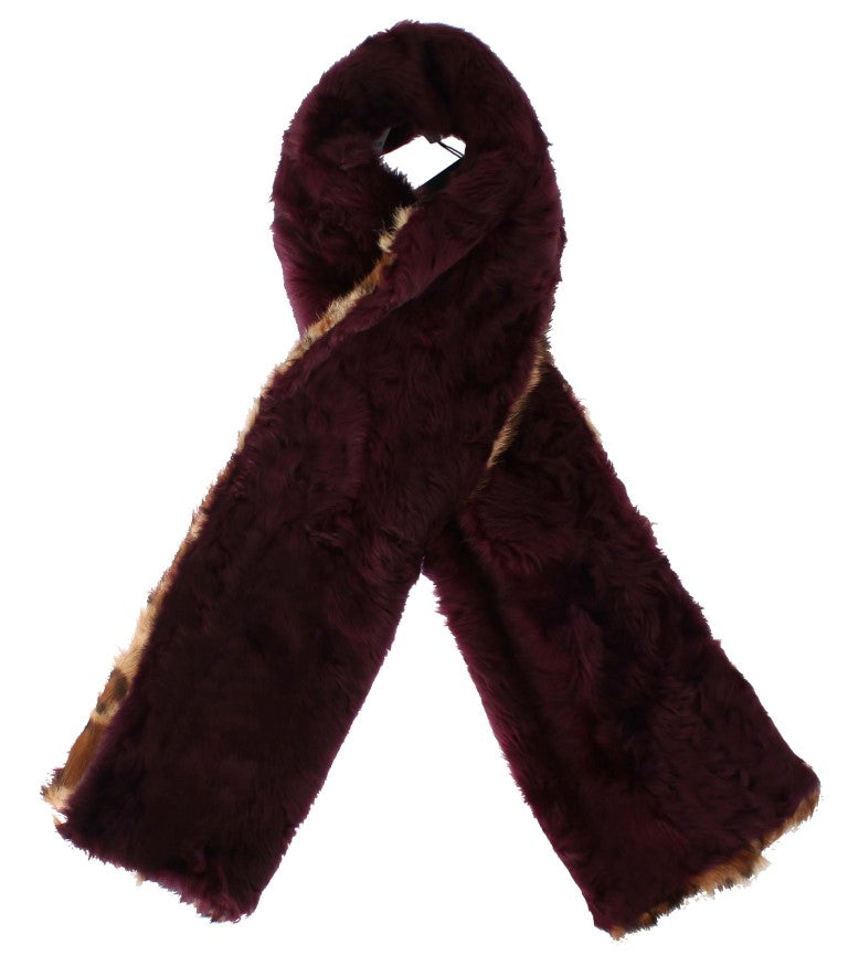 Écharpe en fourrure d'agneau violette à imprimé léopard Dolce & Gabbana