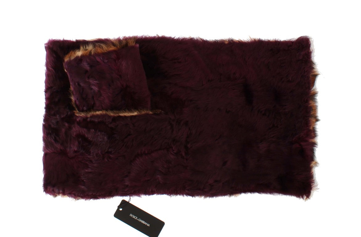 Écharpe en fourrure d'agneau violette à imprimé léopard Dolce & Gabbana