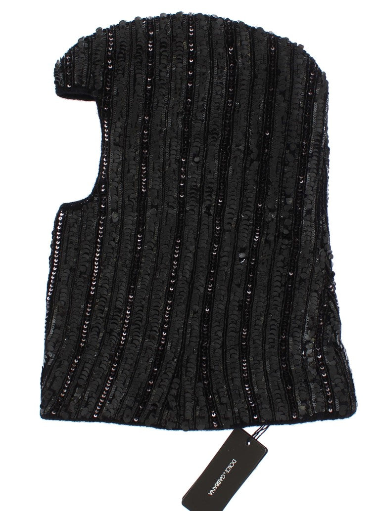 Bonnet écharpe à capuche en tricot noir à sequins Dolce & Gabbana