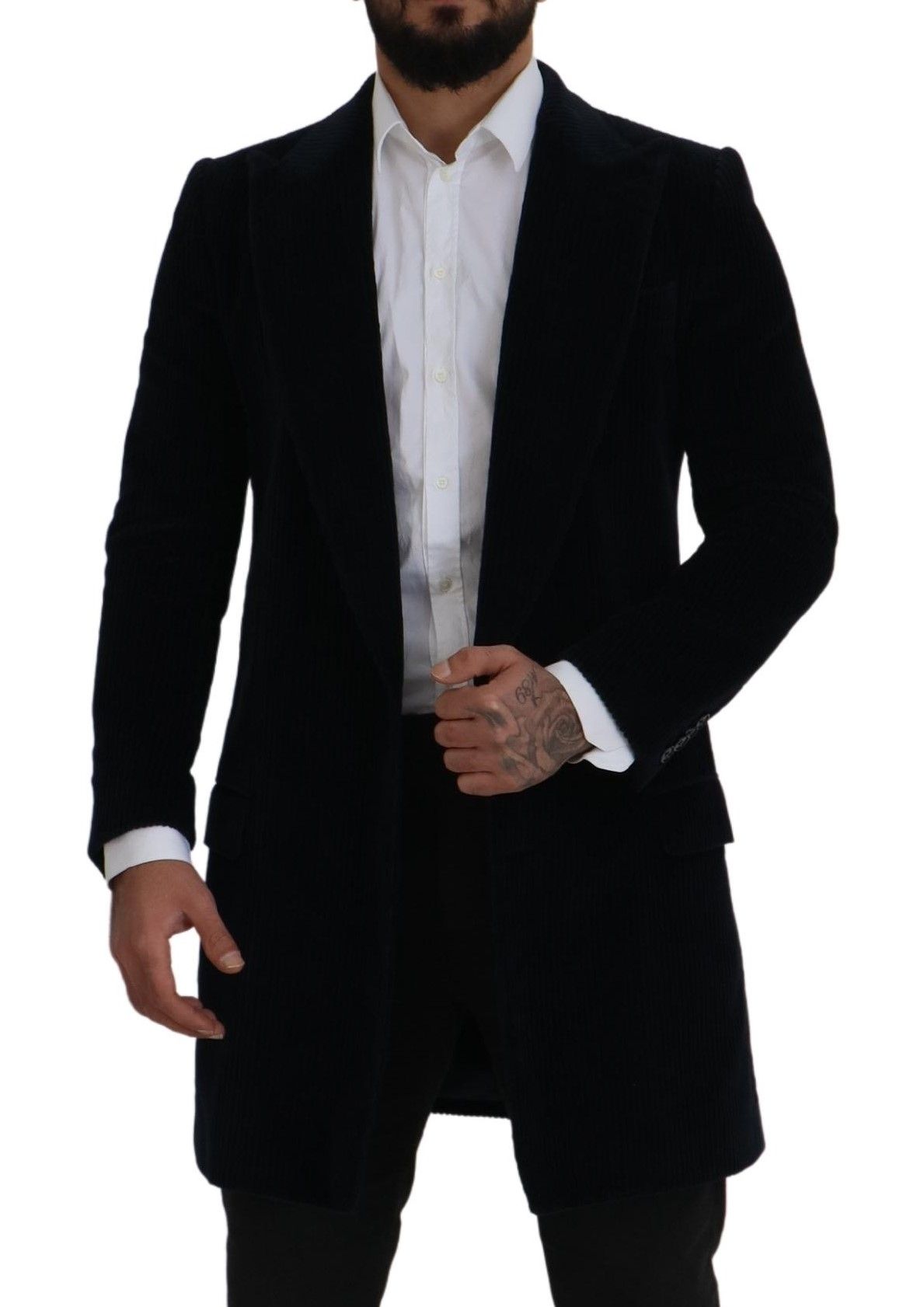 Dolce & Gabbana Cardigan en coton noir Manteau long Veste pour homme