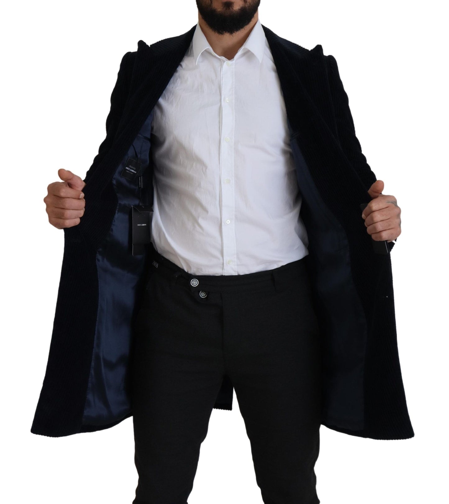 Dolce & Gabbana Cardigan en coton noir Manteau long Veste pour homme