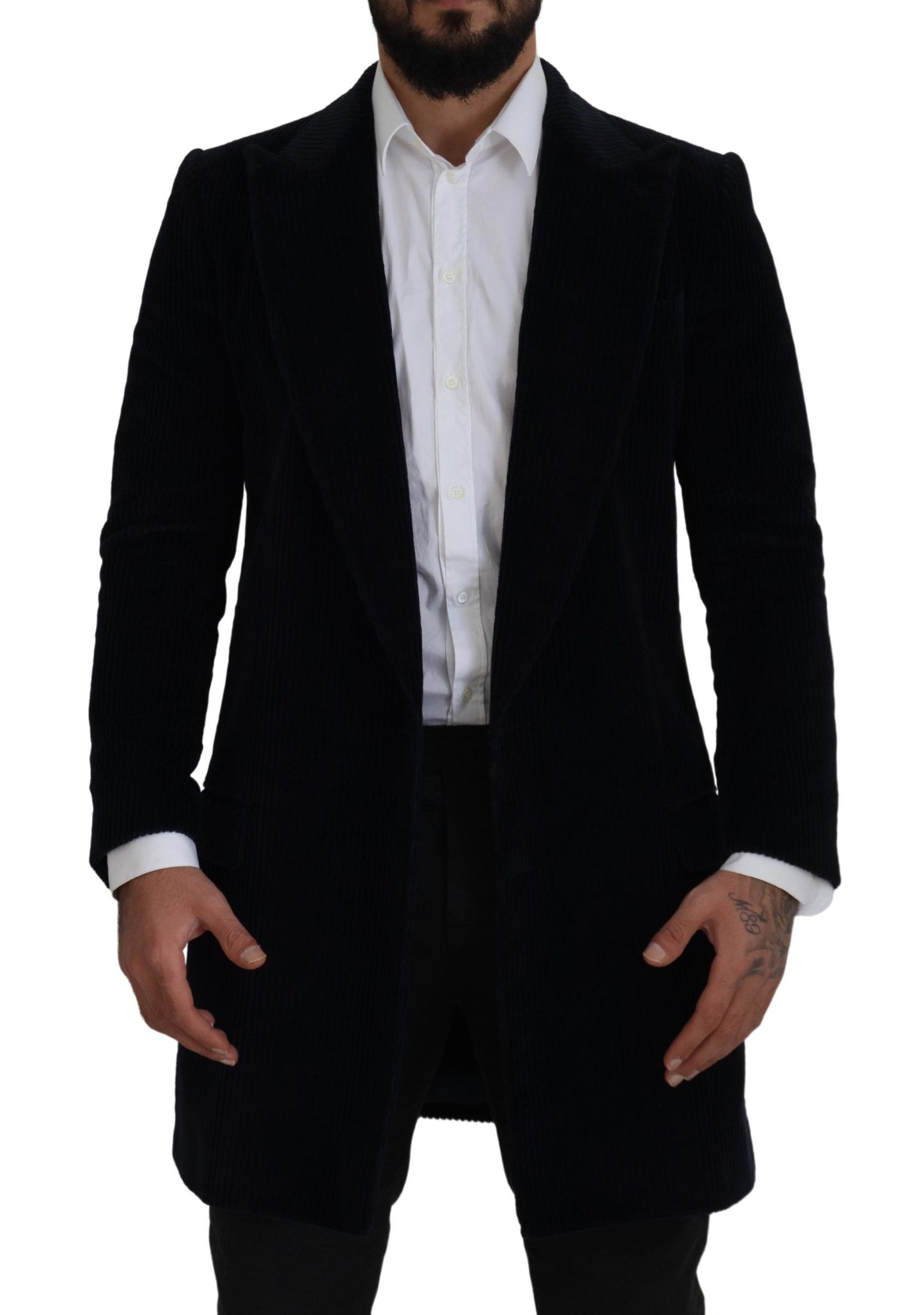 Dolce & Gabbana Cardigan en coton noir Manteau long Veste pour homme