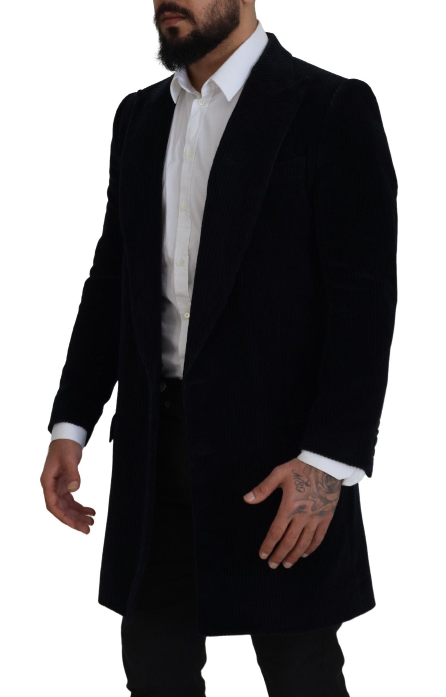 Dolce & Gabbana Cardigan en coton noir Manteau long Veste pour homme