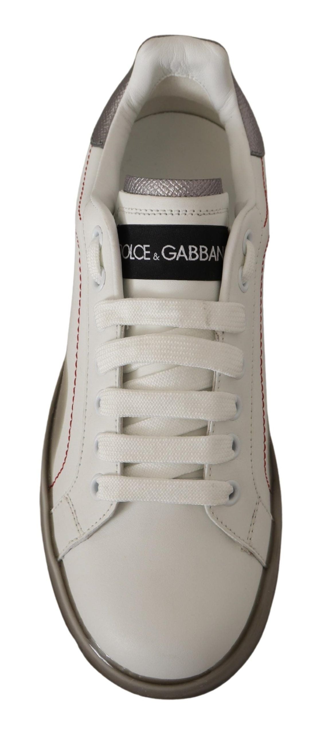 Chaussures en cuir blanc Dolce & Gabbana pour femmes, baskets Portofino à logo