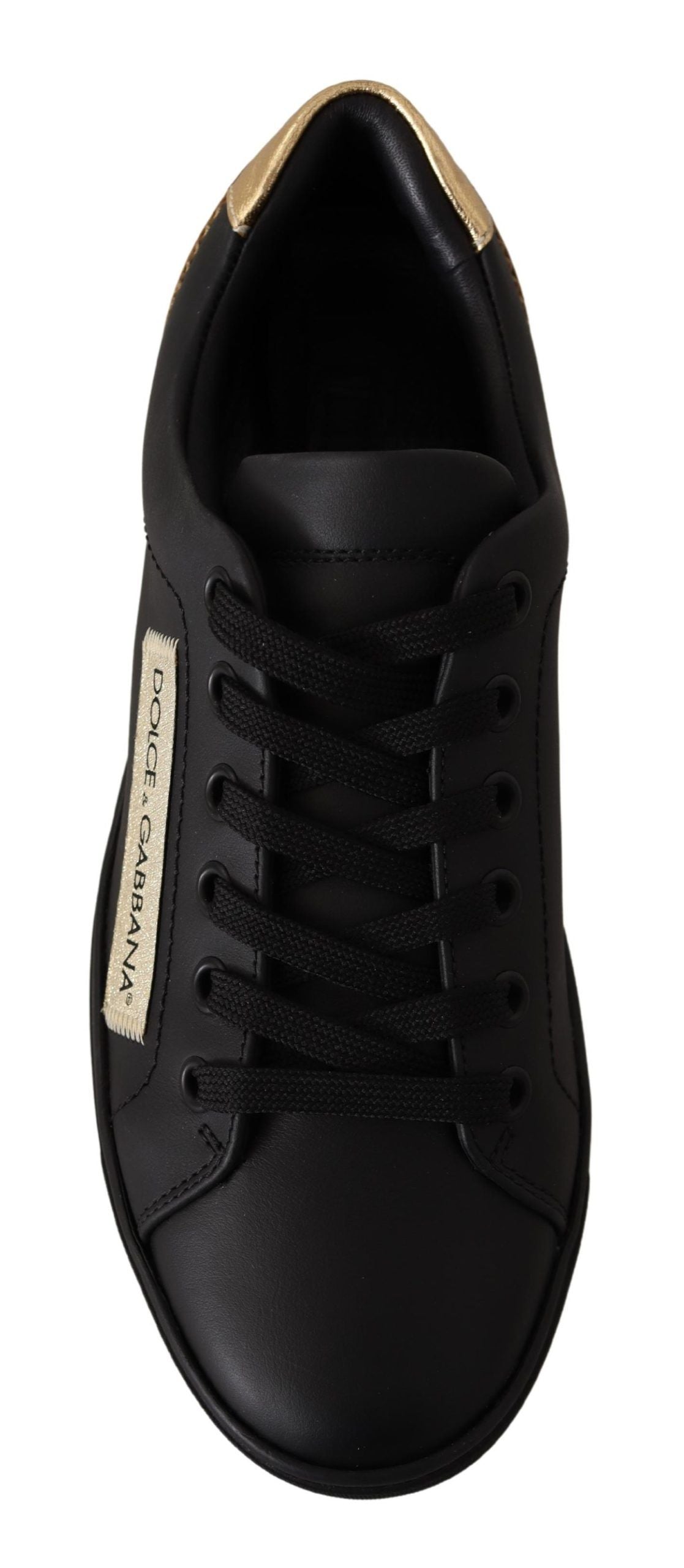Baskets basses Dolce & Gabbana en cuir noir et doré pour femme