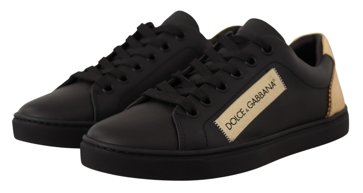 Baskets basses Dolce & Gabbana en cuir noir et doré pour femme