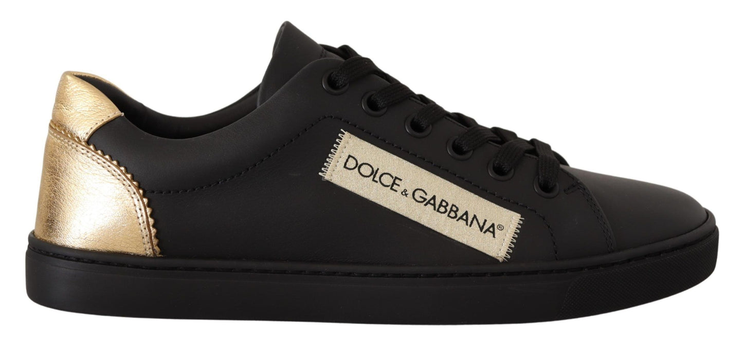 Baskets basses Dolce & Gabbana en cuir noir et doré pour femme