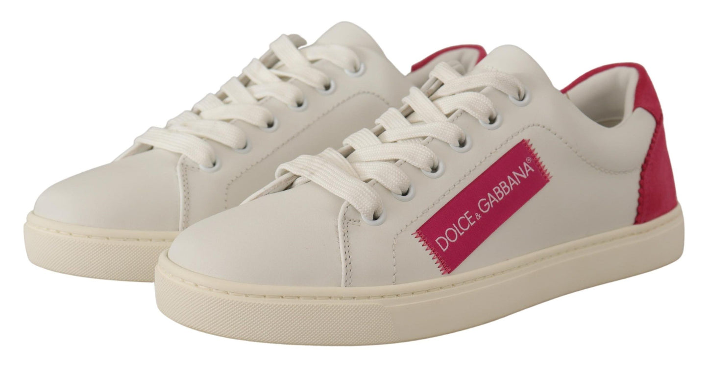 Baskets basses Dolce & Gabbana en cuir blanc et rose pour femme