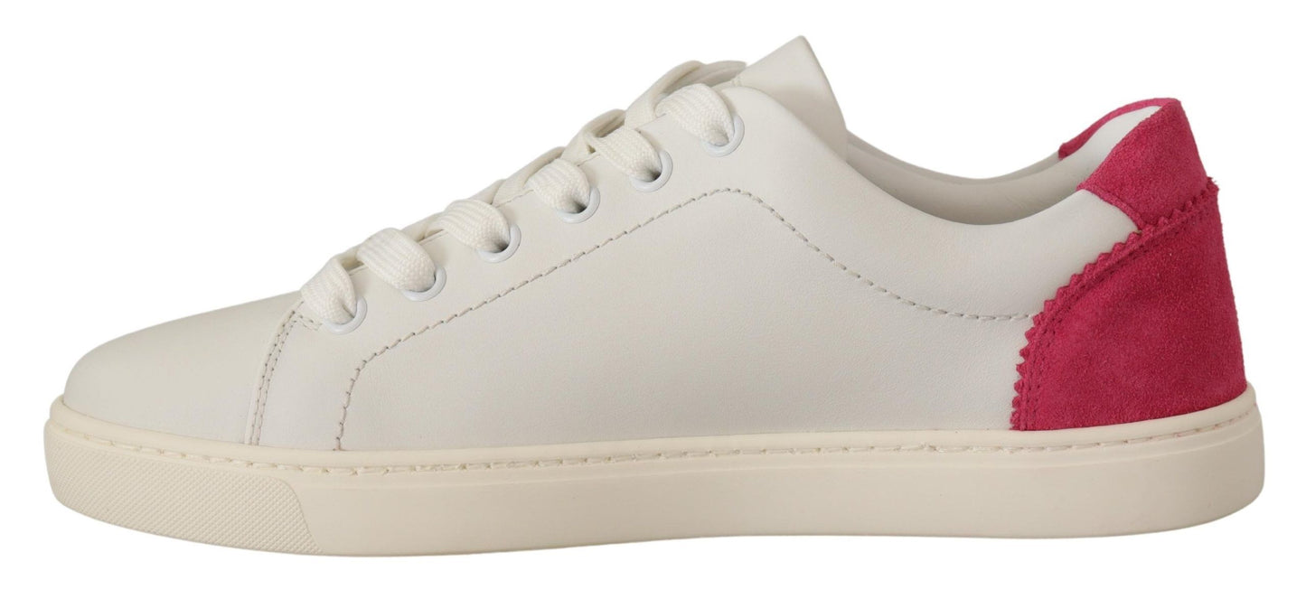 Baskets basses Dolce & Gabbana en cuir blanc et rose pour femme