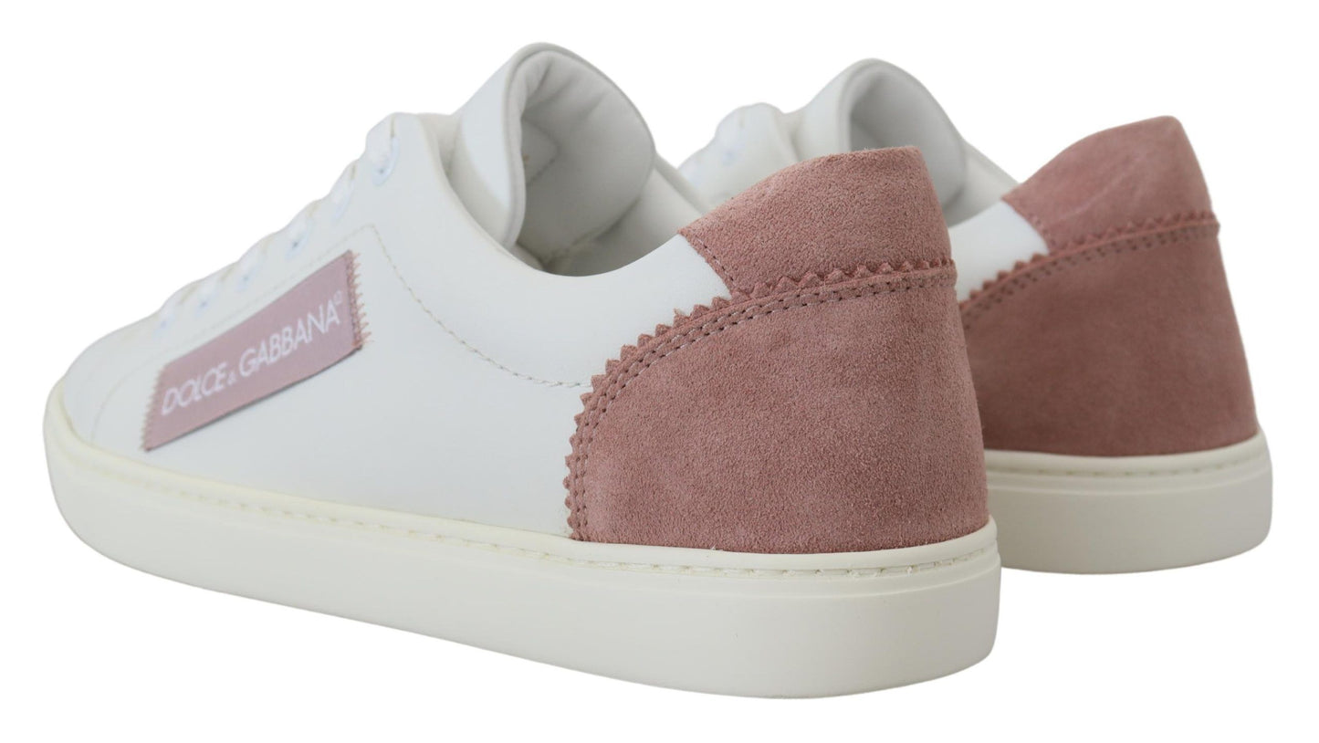 Baskets basses Dolce & Gabbana en cuir blanc et rose