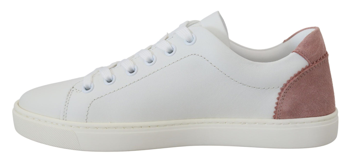 Baskets basses Dolce & Gabbana en cuir blanc et rose