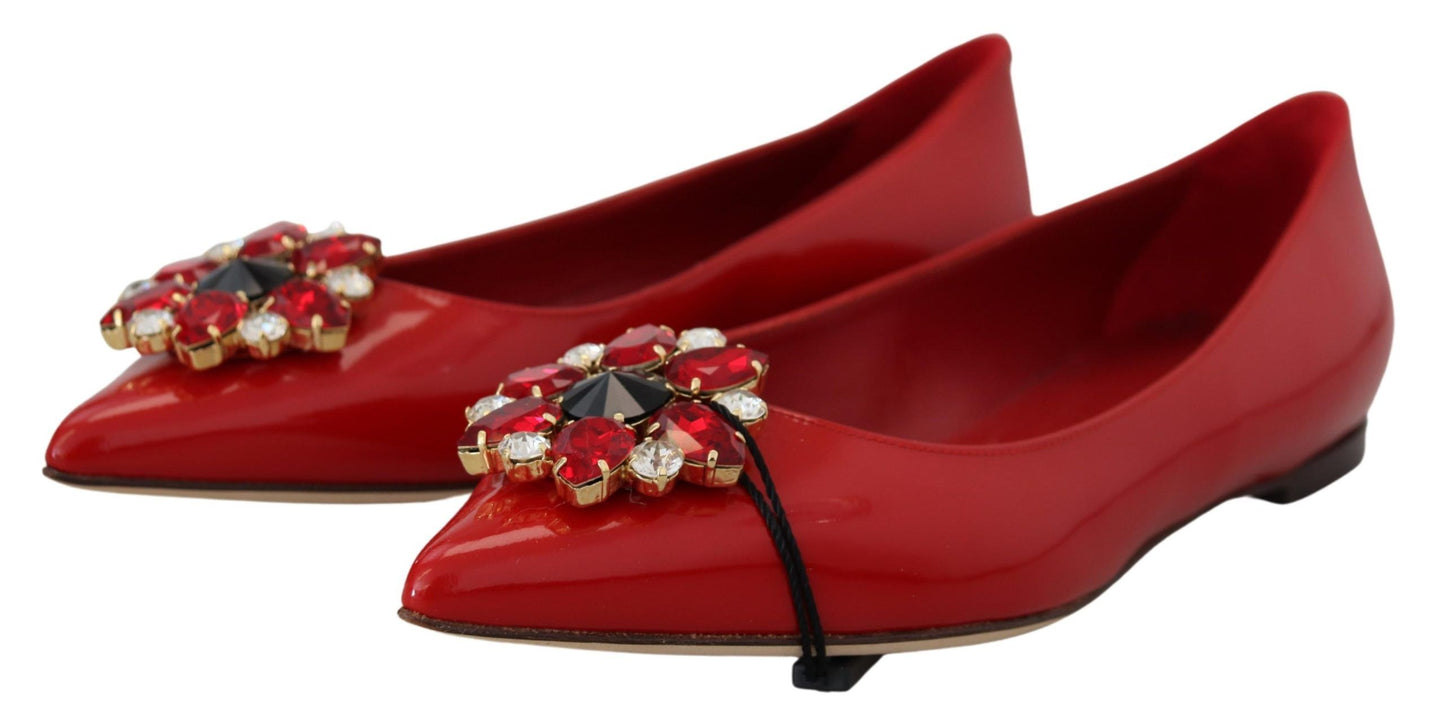 Mocassins plats Dolce & Gabbana en cuir rouge avec cristaux
