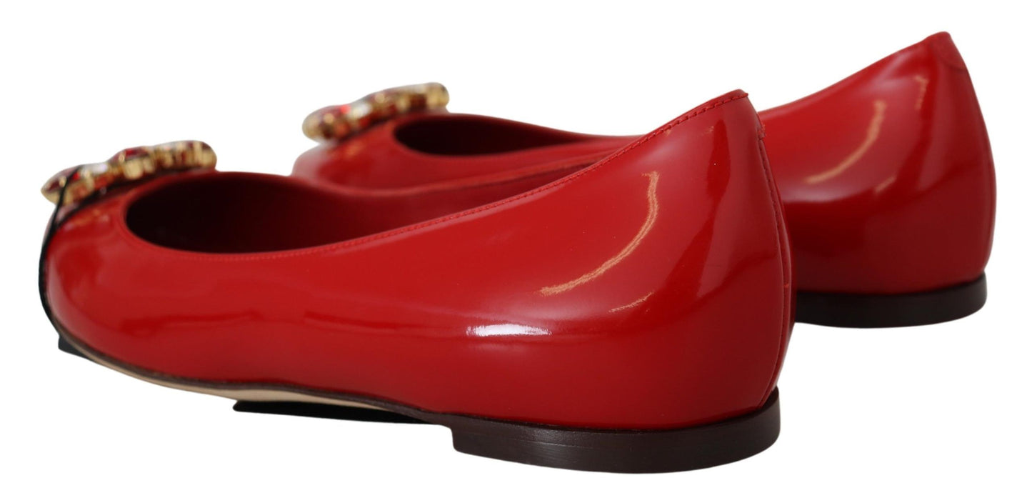 Mocassins plats Dolce & Gabbana en cuir rouge avec cristaux