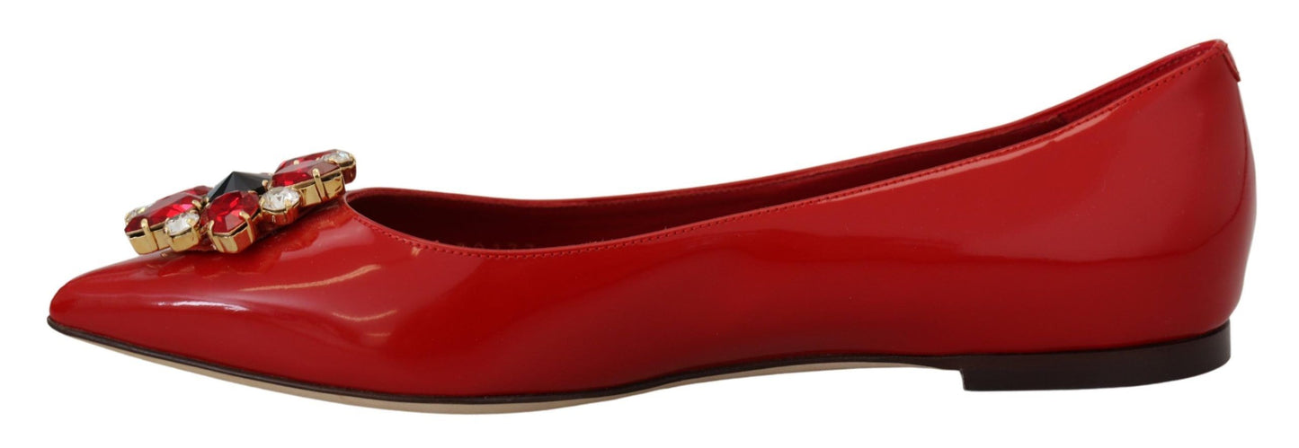 Mocassins plats Dolce & Gabbana en cuir rouge avec cristaux
