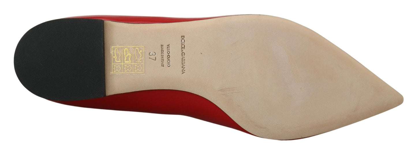 Mocassins plats Dolce & Gabbana en cuir rouge avec cristaux
