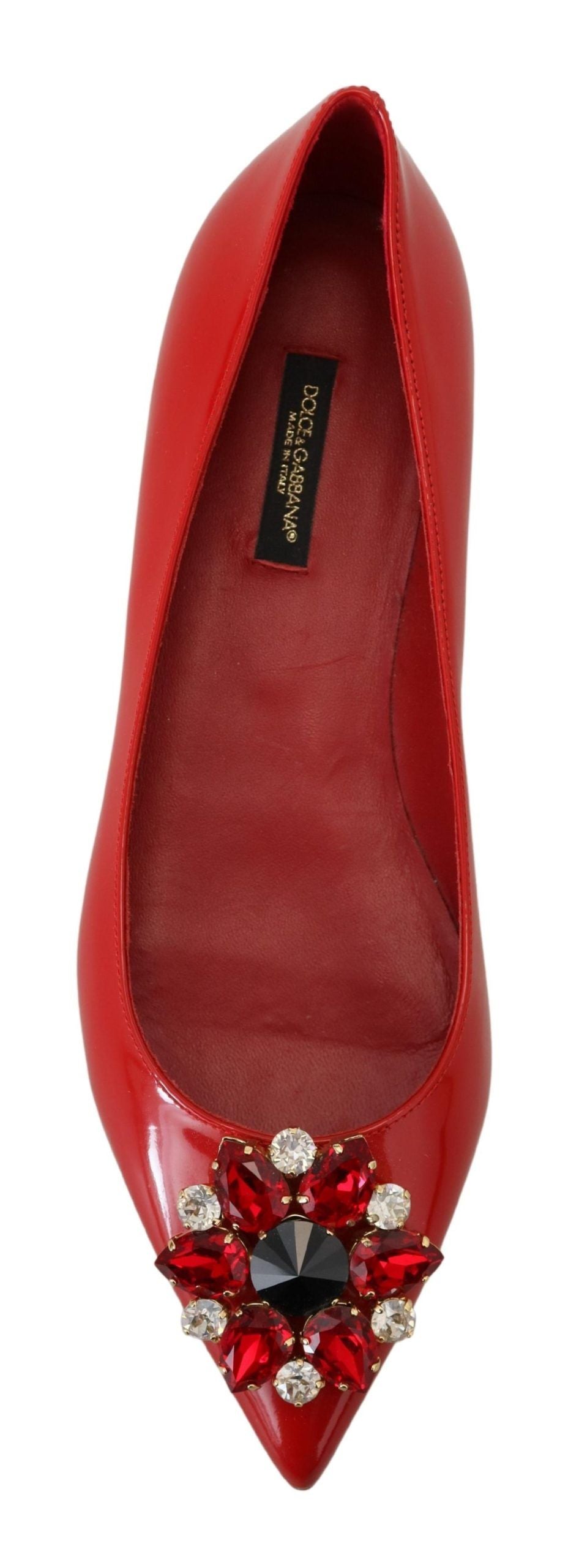 Mocassins plats Dolce & Gabbana en cuir rouge avec cristaux