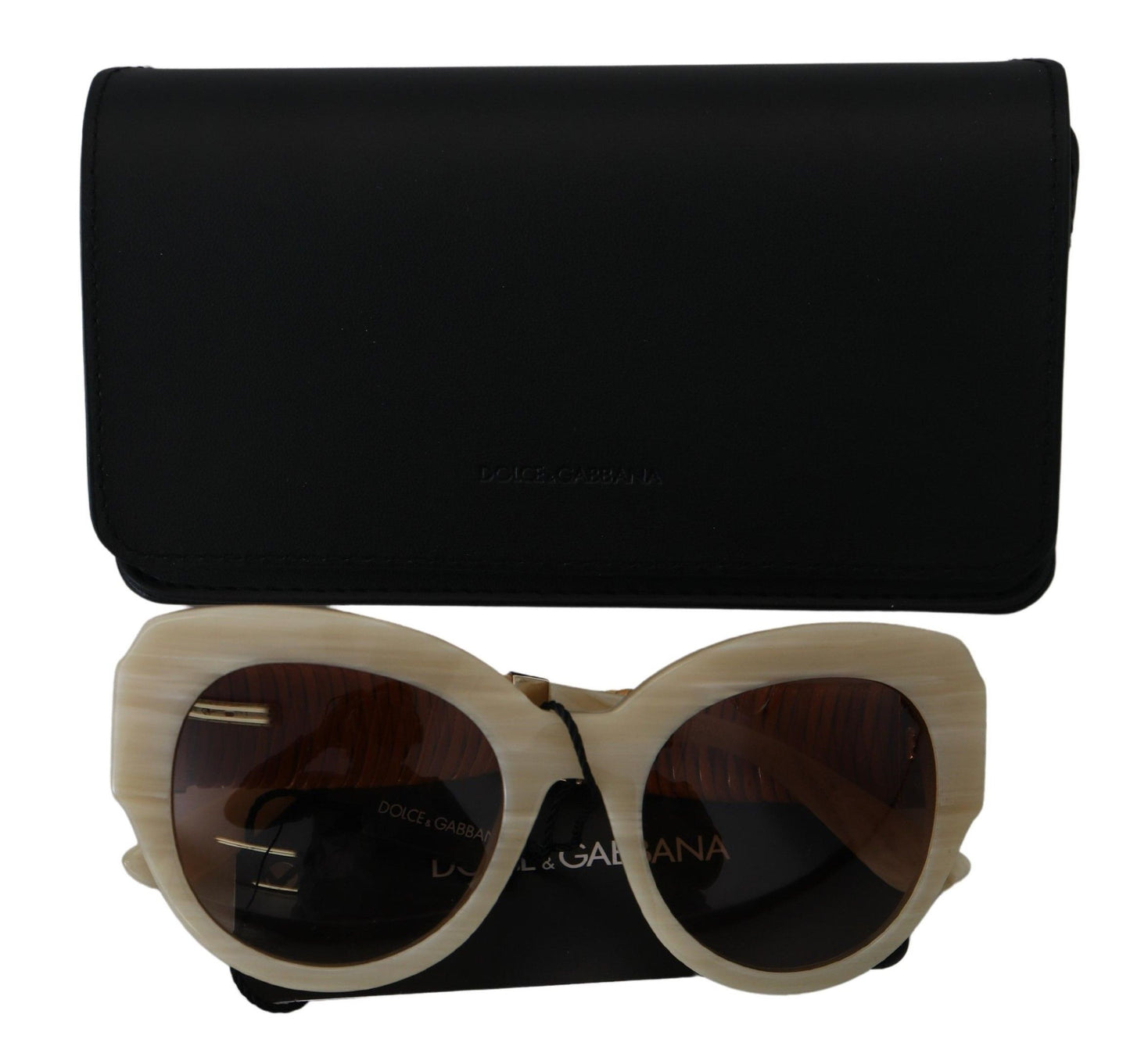 Lunettes de soleil Dolce & Gabbana en acétate beige à monture intégrale et verres marron DG4294