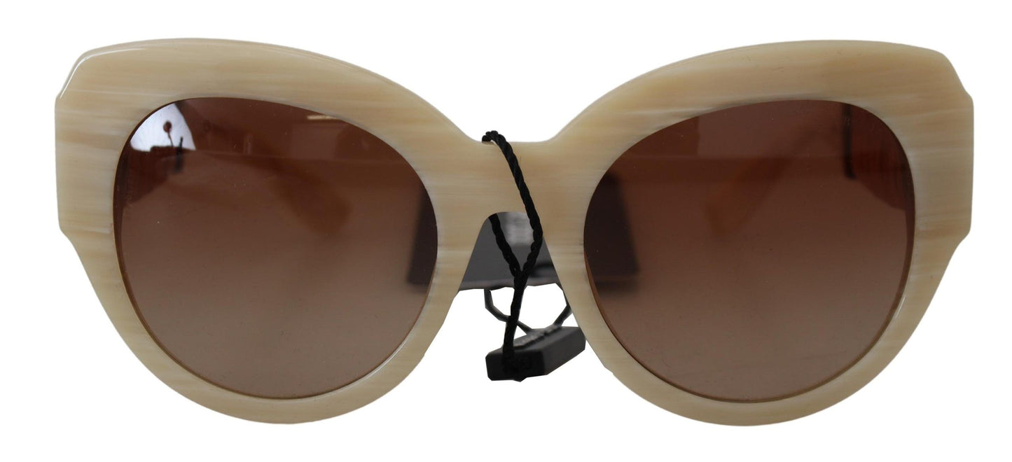 Lunettes de soleil Dolce & Gabbana en acétate beige à monture intégrale et verres marron DG4294