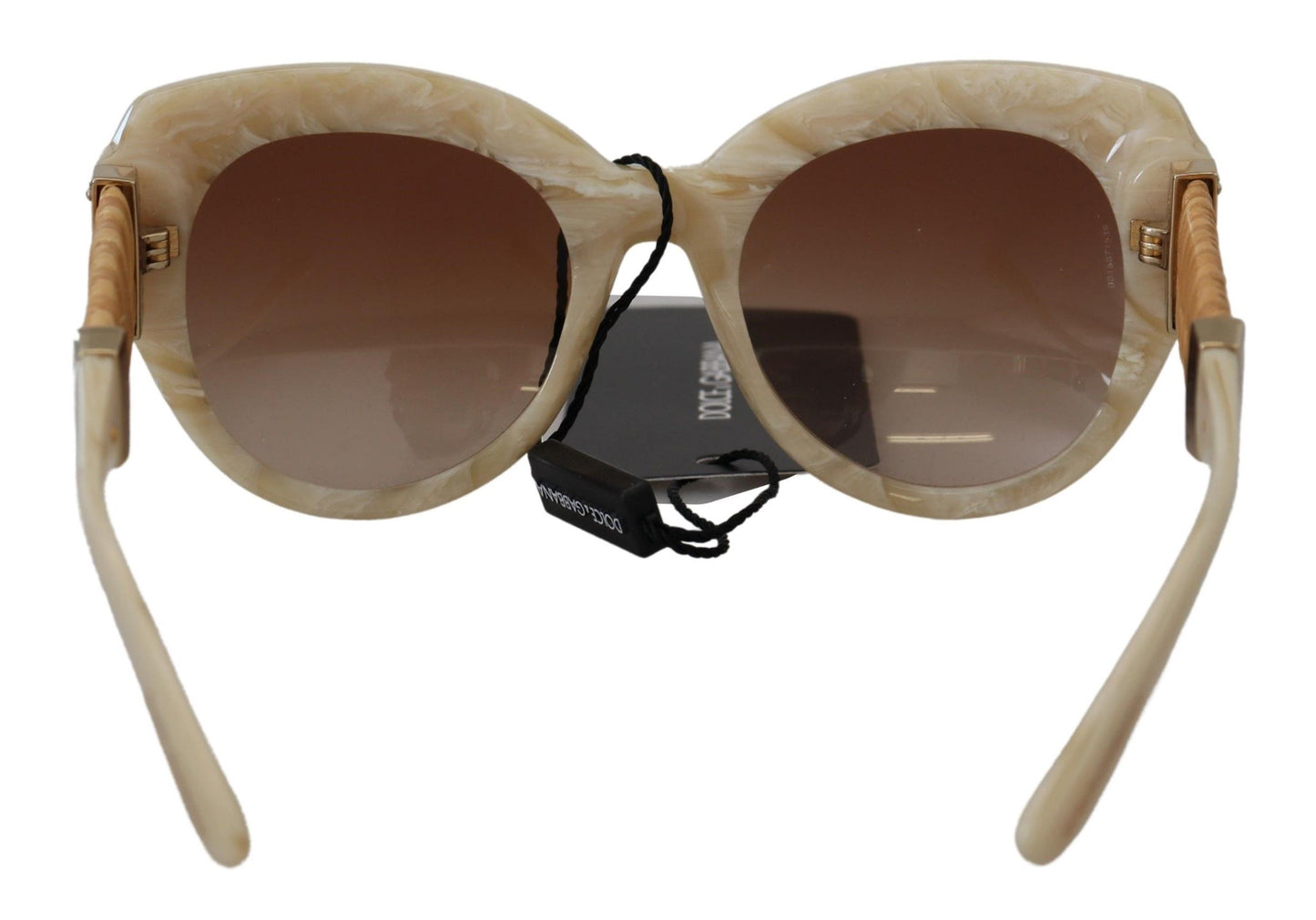 Lunettes de soleil Dolce & Gabbana en acétate beige à monture intégrale et verres marron DG4294
