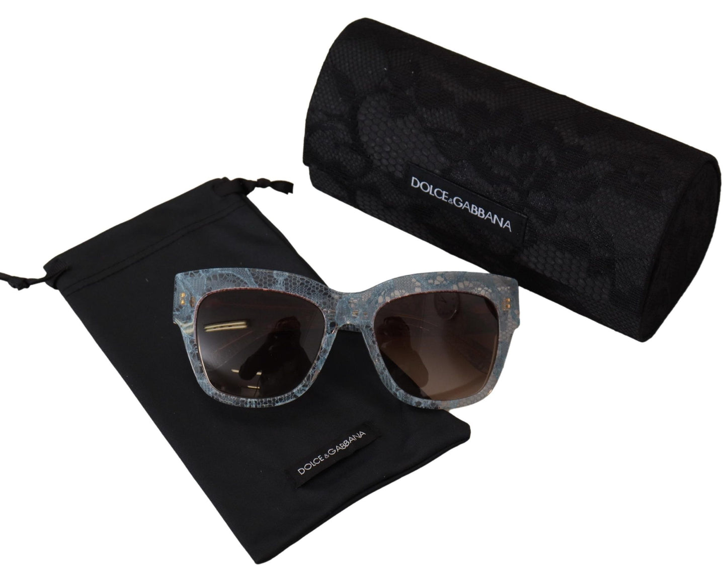Lunettes de soleil rectangulaires en acétate et dentelle bleue Dolce & Gabbana DG4231
