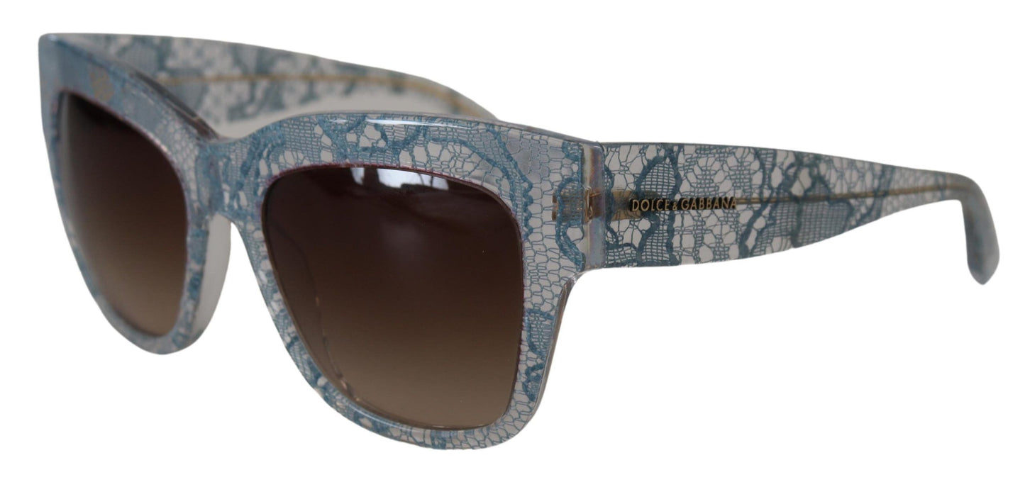 Lunettes de soleil rectangulaires en acétate et dentelle bleue Dolce & Gabbana DG4231