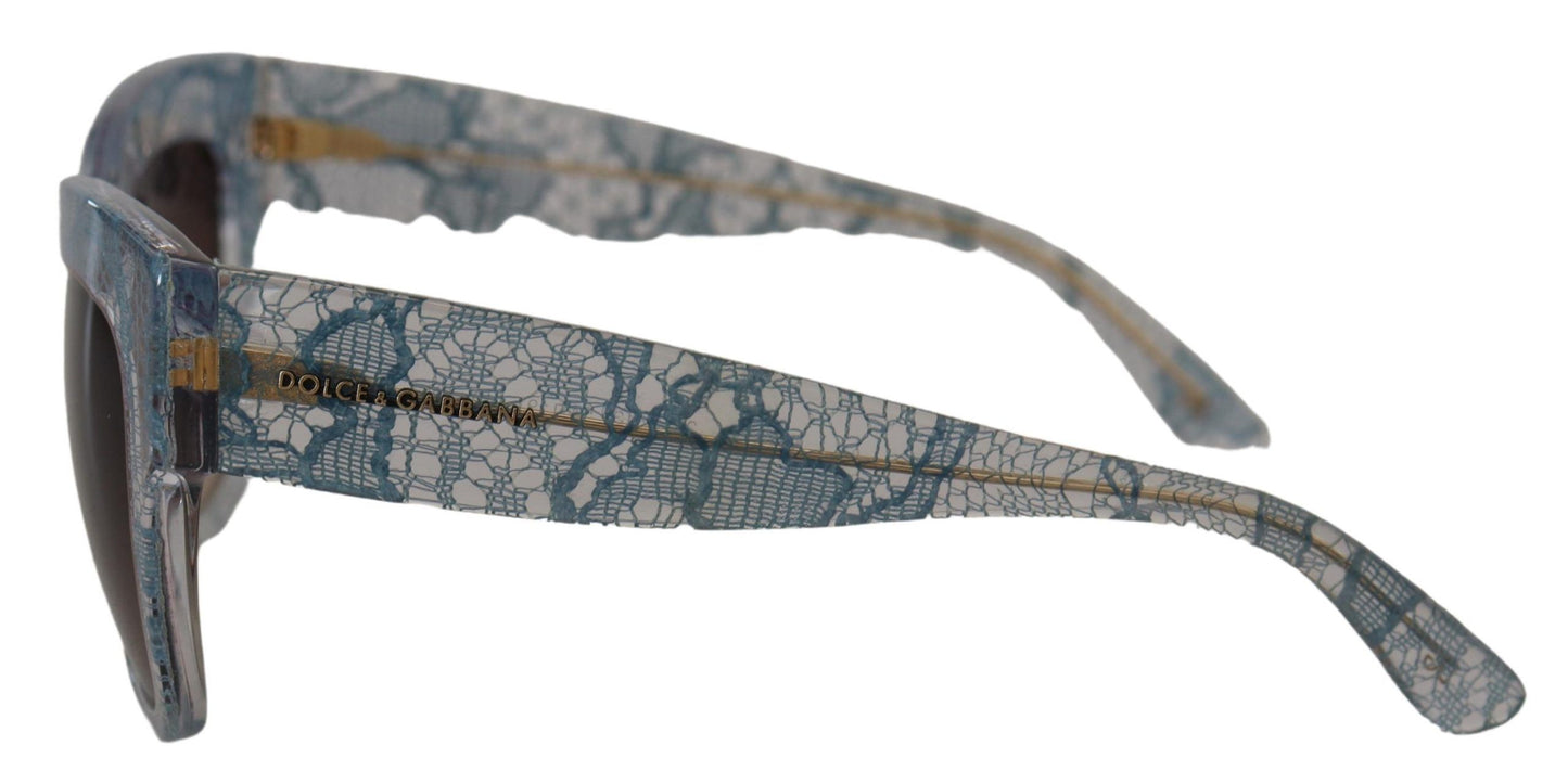 Lunettes de soleil rectangulaires en acétate et dentelle bleue Dolce & Gabbana DG4231