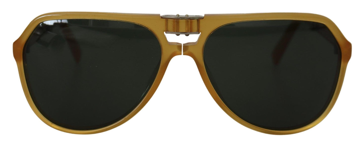 Lunettes de soleil aviateur Dolce & Gabbana DG4196 en acétate jaune et verres noirs