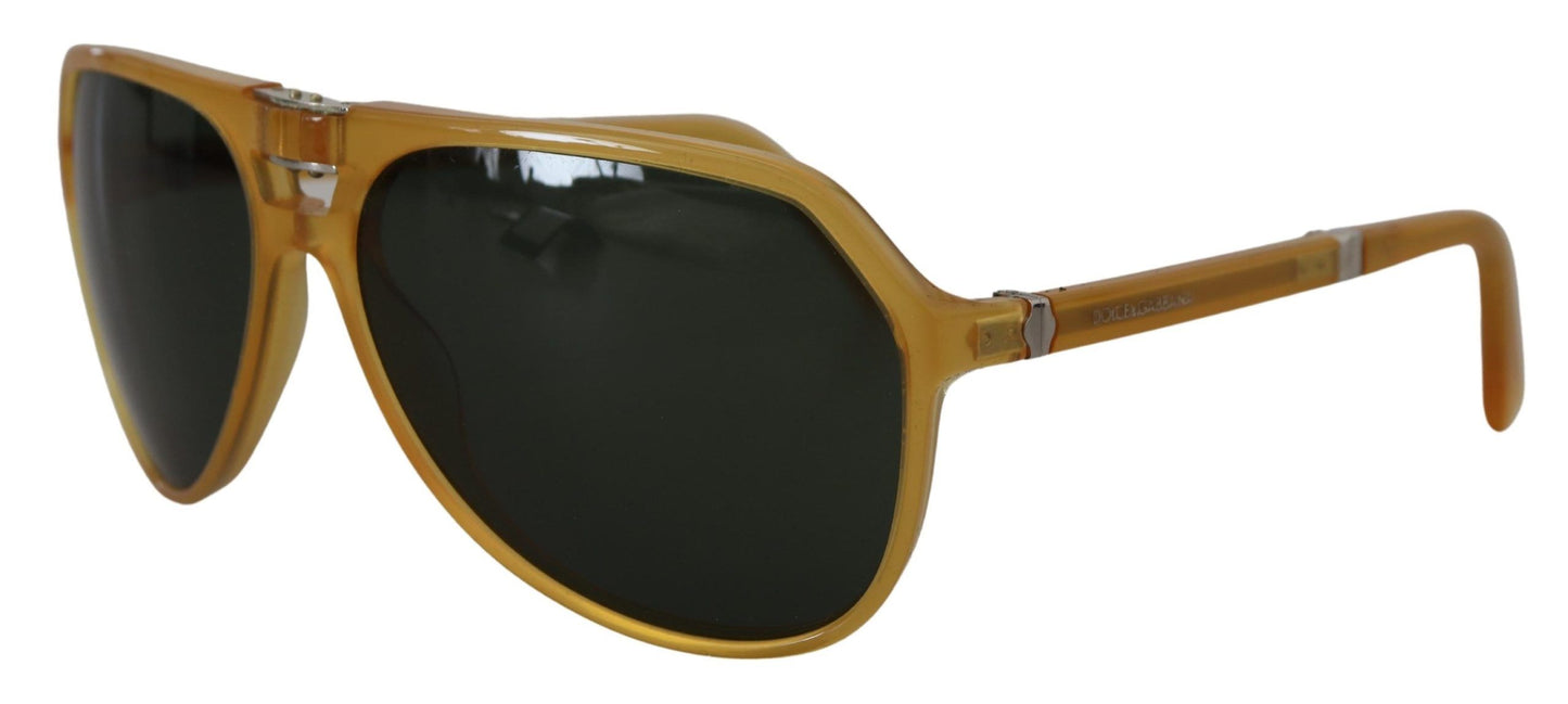 Lunettes de soleil aviateur Dolce & Gabbana DG4196 en acétate jaune et verres noirs
