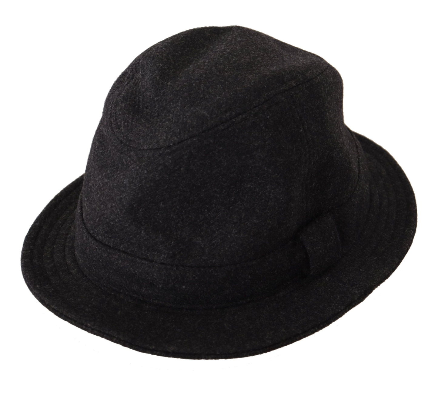 Chapeau Fedora Trilby Cappello avec logo en laine vierge grise Dolce & Gabbana