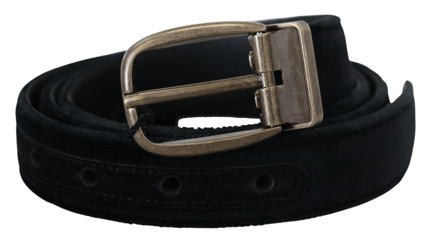 Boucle en métal antique en cuir velours noir Dolce & Gabbana