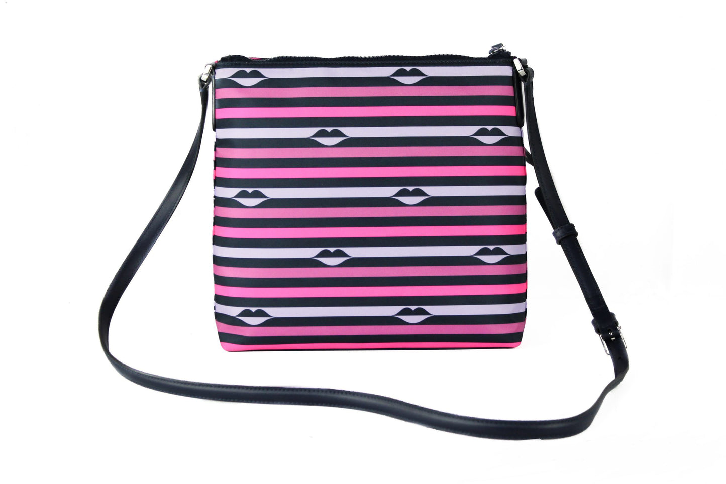 Kate Spade Jae Nylon Leder Flache Rosa Gestreifte Multi Crossbody Handtasche