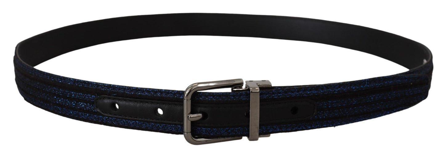Ceinture Dolce & Gabbana à rayures jacquard bleues et boucle argentée
