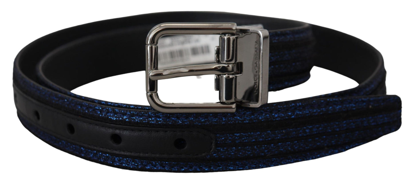 Ceinture Dolce & Gabbana à rayures jacquard bleues et boucle argentée