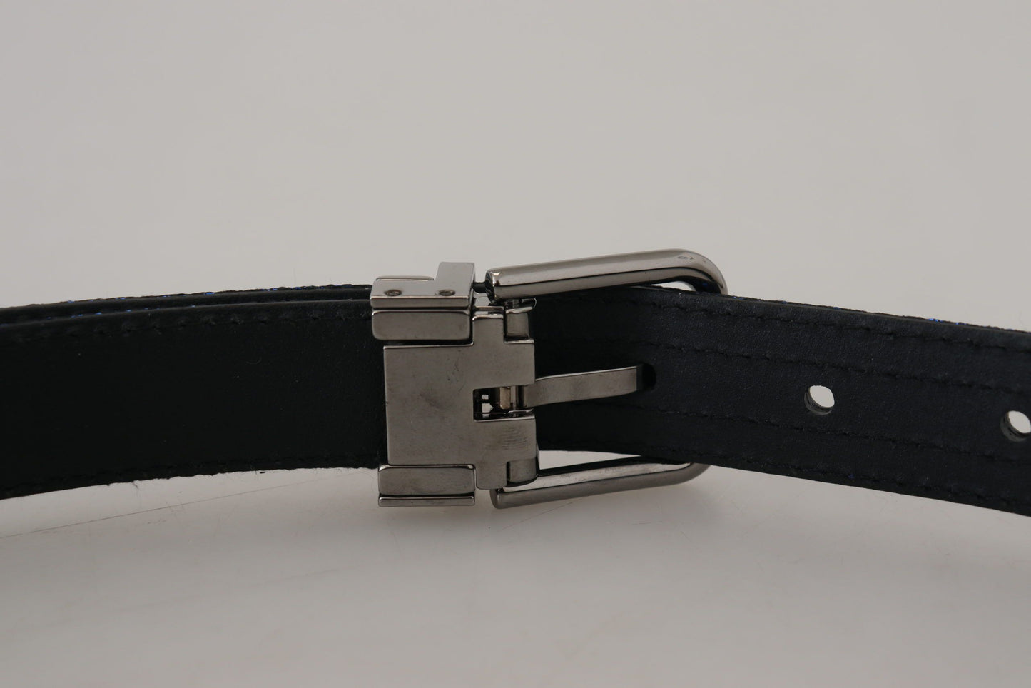 Ceinture Dolce & Gabbana à rayures jacquard bleues et boucle argentée