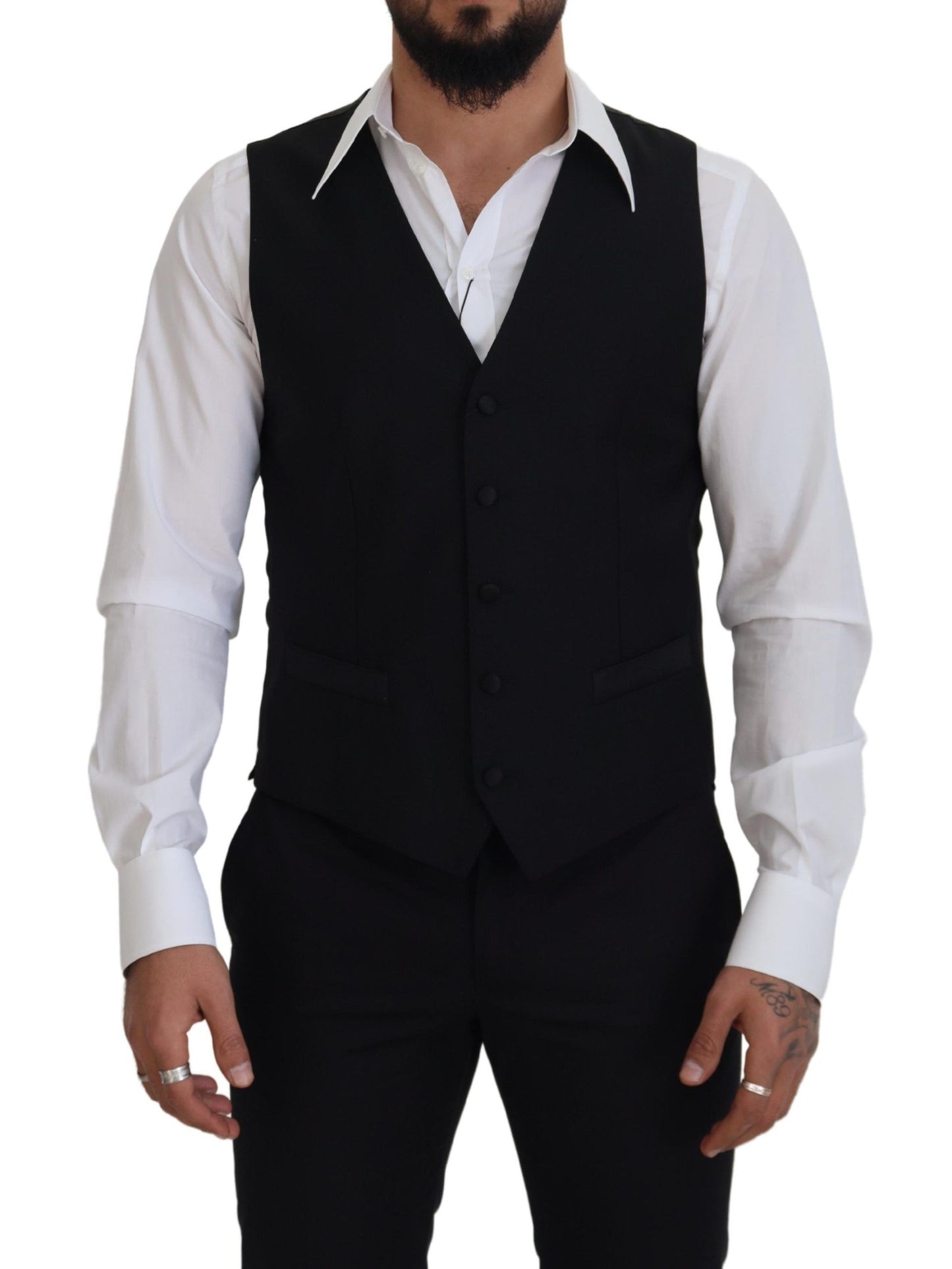 Gilet de soirée en laine vierge noire Dolce & Gabbana