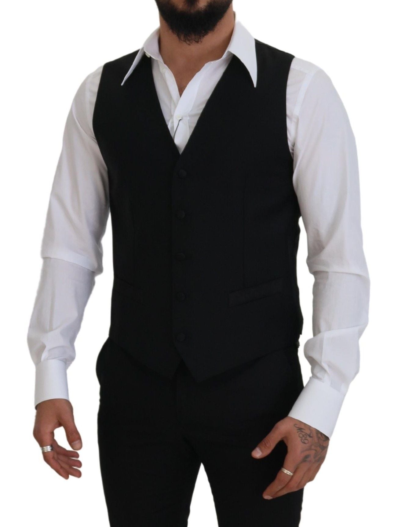 Gilet de soirée en laine vierge noire Dolce & Gabbana