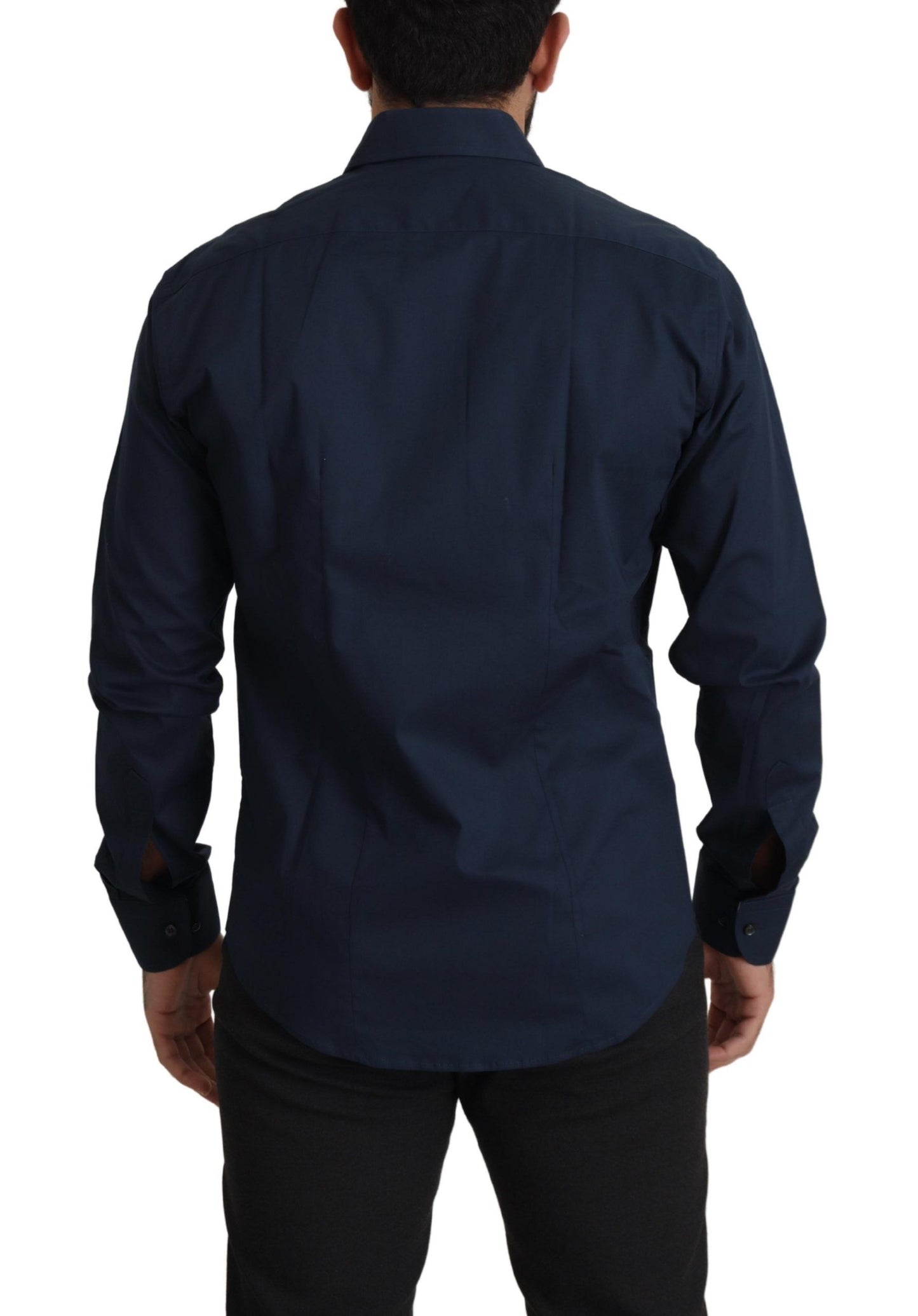Roberto Cavalli – Marineblaues formelles Baumwollhemd