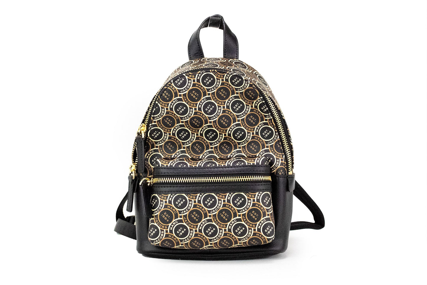 Marc Jacobs Signet Mini Schulterrucksack aus schwarzem Leder mit Logo-Aufdruck