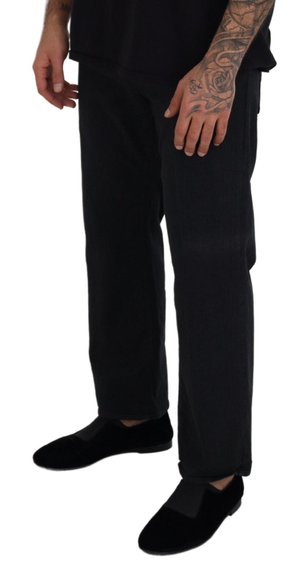 John Galliano – Lässige Jeans aus Baumwolle mit Schnalle hinten in Schwarz