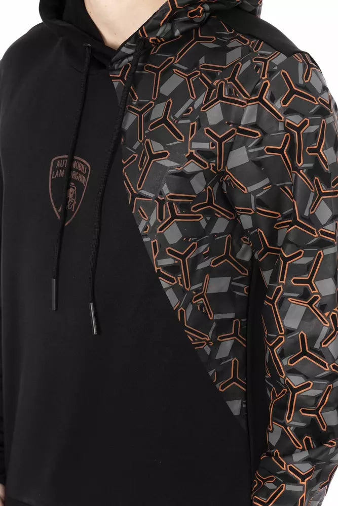 Automobili Lamborghini Herren-Kapuzenpullover aus schwarzer Baumwolle